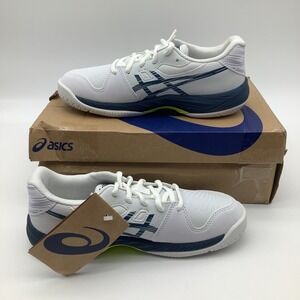 Asics Gel Game 9 GS Kids Tennis Shoes White Mako Blue Youth Sneakers Size 4.5